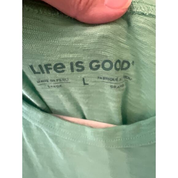 Life is Good Men's Slub Short Sleeve Crew Neck Green Graphic T-Shirt Men's Large - Picture 2 of 4